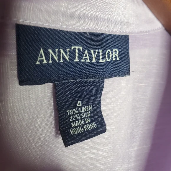 Ann Taylor Lavender Linen Silk Wrap Blouse Women’s Size 4 - Picture 5 of 6